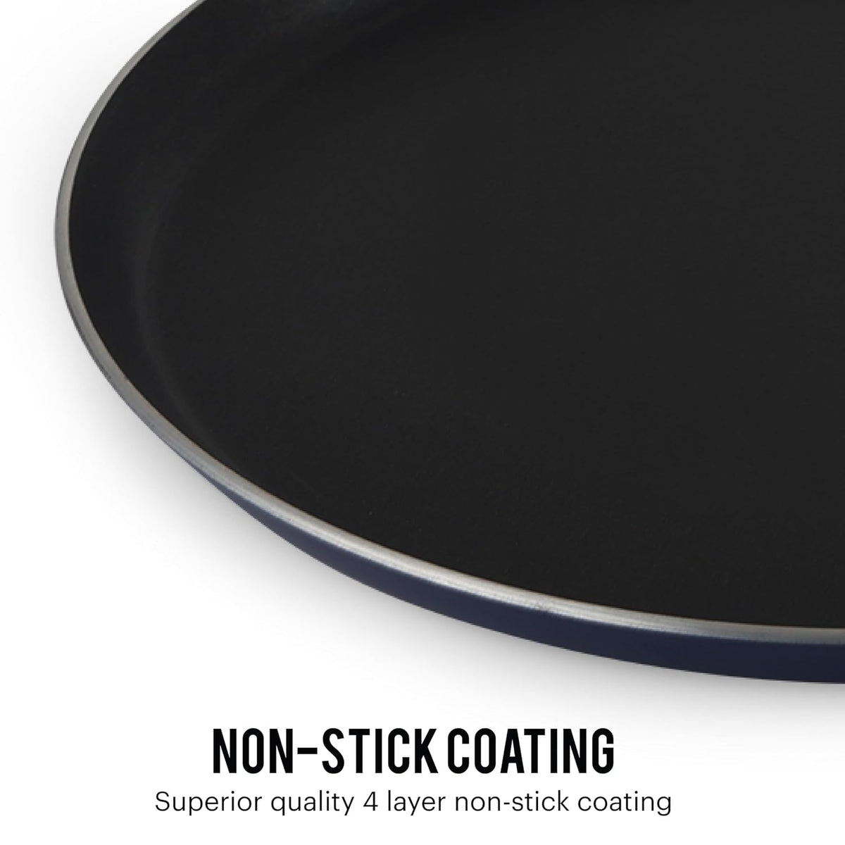 CELLO Platina Aluminium Non-Stick Induction Base Dosa Tawa 28CM with Bakelite Handle, Blue |