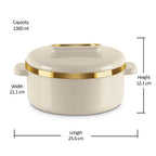 MILTON Curve 1500 Inner Stainless Steel Casserole, 1300 ml, Ivory | BPA Free |