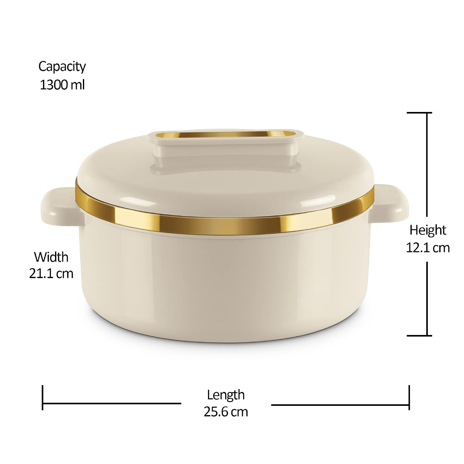 MILTON Curve 1500 Inner Stainless Steel Casserole, 1300 ml, Ivory | BPA Free |