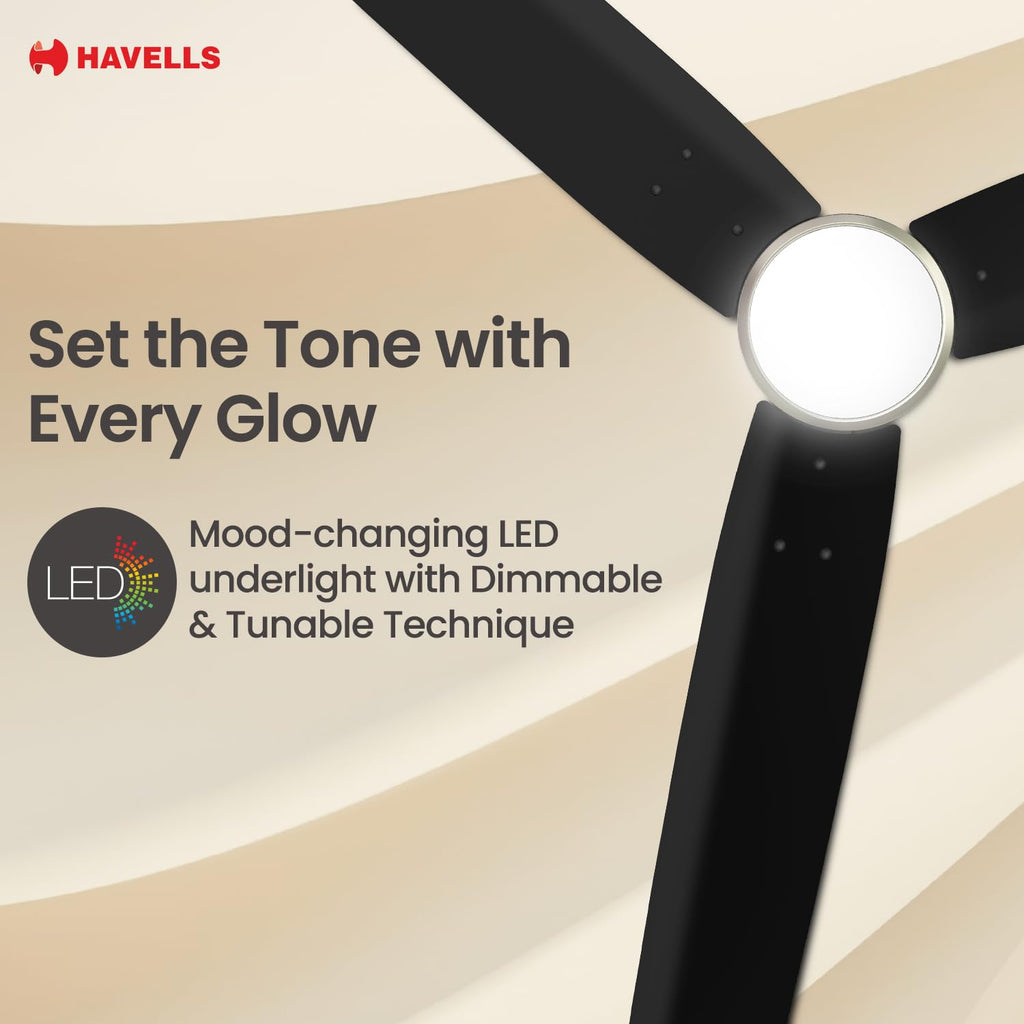 Havells FAB BLDC Underlight 1200 mm Ceiling Fan| 5 Star| Upto 65% Saving| Air Delivery: 235 cmm|Low Wattage: 30W|