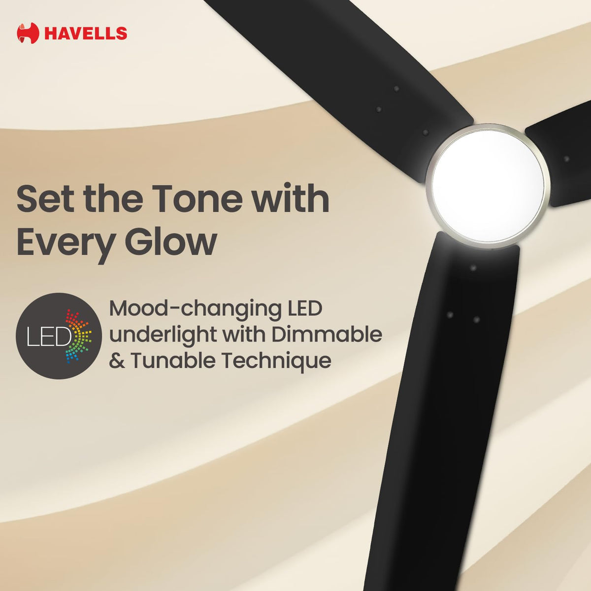Havells FAB BLDC Underlight 1200 mm Ceiling Fan| 5 Star| Upto 65% Saving| Air Delivery: 235 cmm|Low Wattage: 30W|