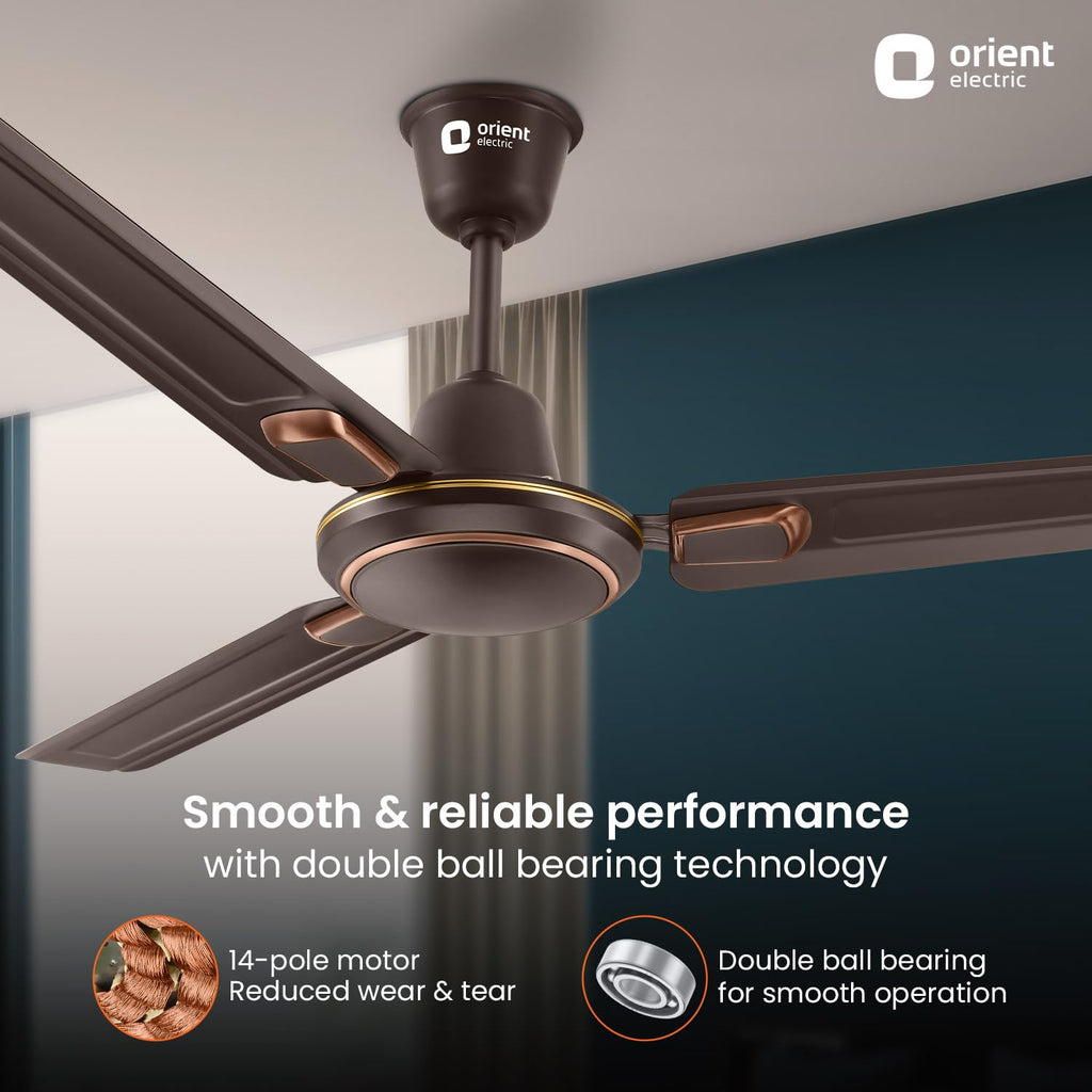 Orient Electric’s 1200 mm Pacific Air Déco| Decorative ceiling fan | Powerful airflow| BEE 1 Star Rated | 2-year warranty | Smoke Brown, pack of 1