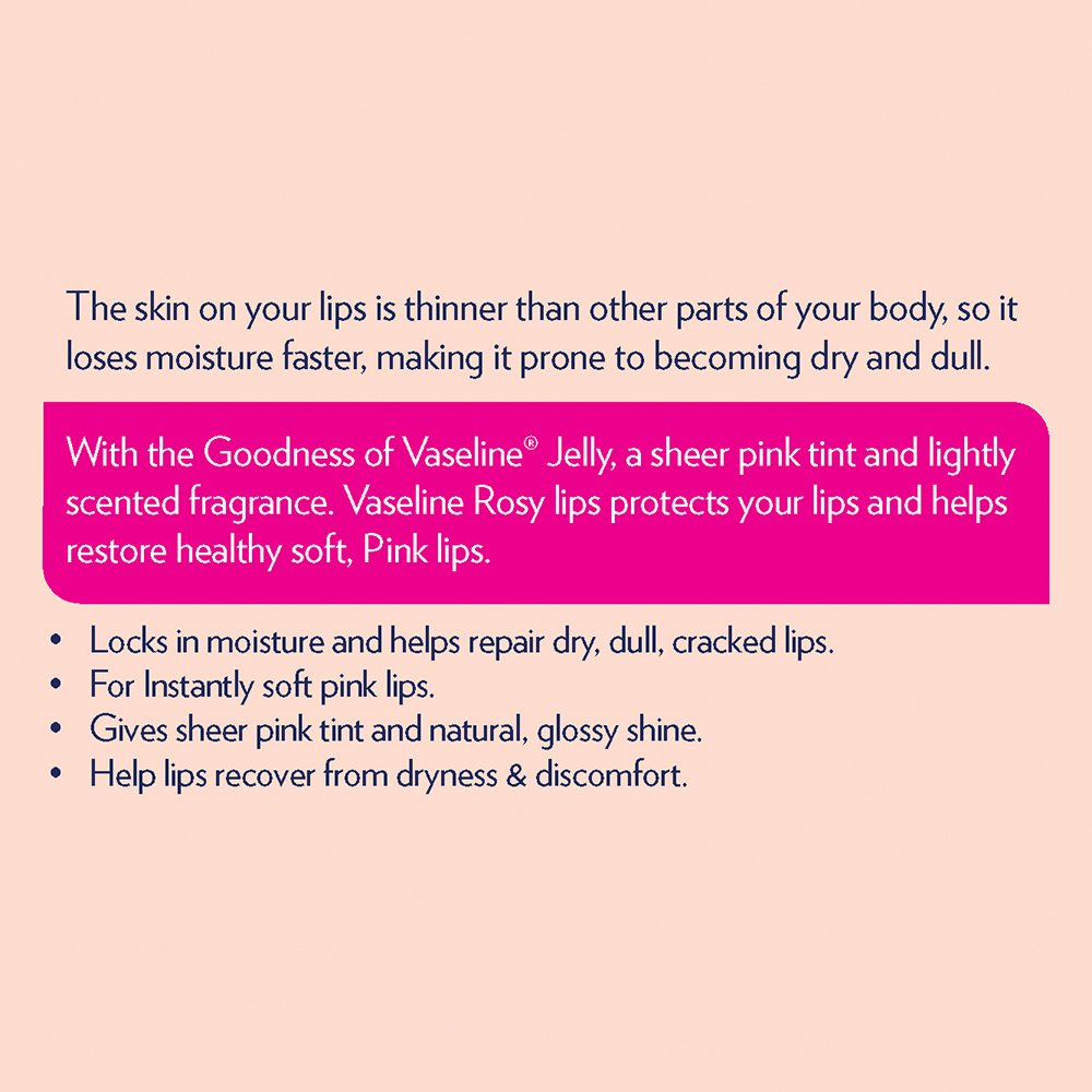 Vaseline Rosy Lips Lip Care, 10G, Pink,(Pack Of 1)