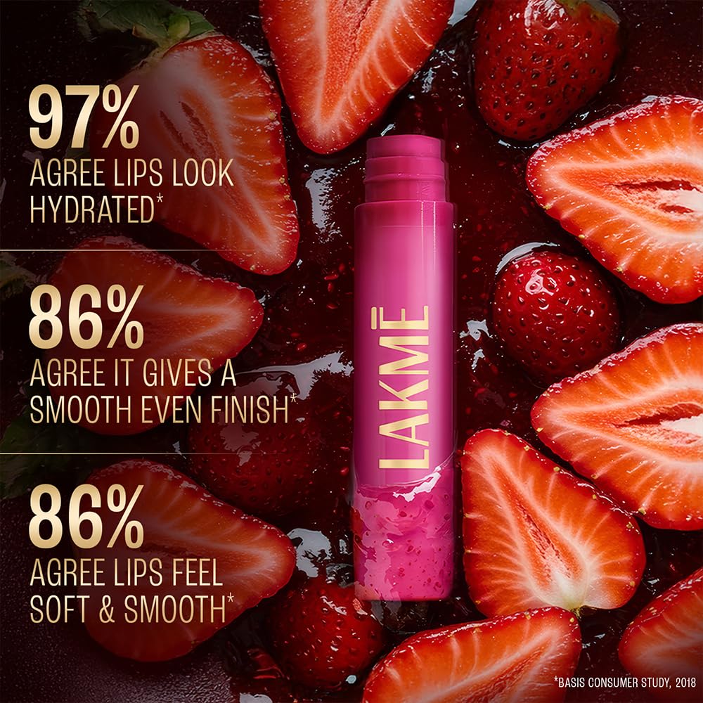 Lakme Lip Love Care Stick Strawberry, with 10% Vitamin E Complex, nourished with Shea & Cocoa Butter and enriched with Almond & Jojoba Oil for 24hr...