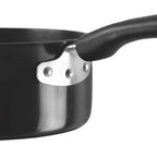 Vinod Black Pearl Hard Anodised Saucepan - 1.7 Litre, 16 cm | 3.25 mm Thick | Easy Pour Spout | Bakelite Handle | Scratch Proof | Induction and Gas Base | 2 Year Warranty