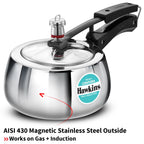 Hawkins 2 Litre Triply Stainless Steel Contura Pressure Cooker | Induction Compatible | Ideal for 2–3 persons | 5 Year Guarantee | ISI Certified | Silver (SSTCO20