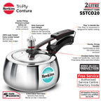 Hawkins 2 Litre Triply Stainless Steel Contura Pressure Cooker | Induction Compatible | Ideal for 2–3 persons | 5 Year Guarantee | ISI Certified | Silver (SSTCO20