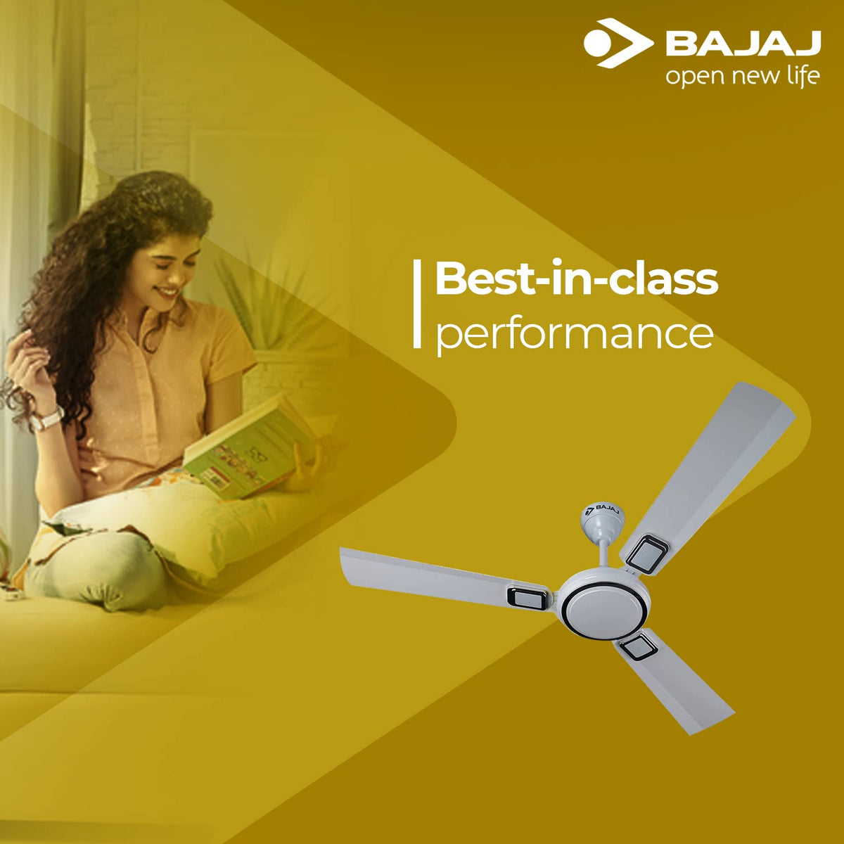 Bajaj Grace BBD Plus Ceiling Fan 1200mm, Moonlight White, Regular (251127)