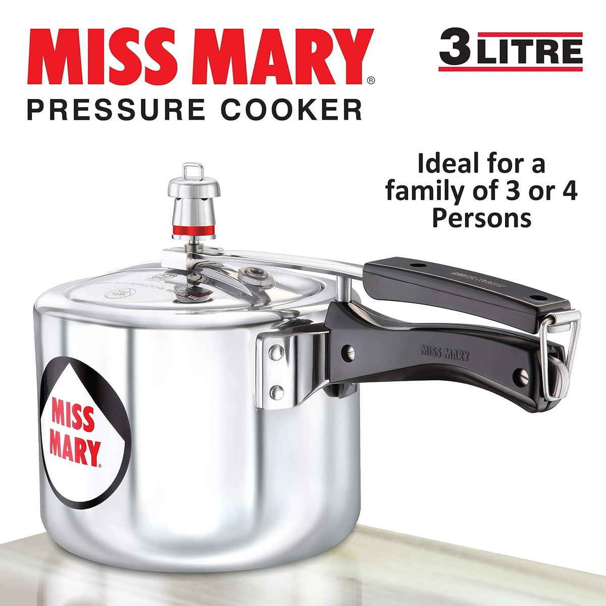 HAWKINS Miss Mary Aluminium Pressure Cooker, 3L + 5L, Silver Combo