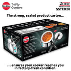Hawkins 2 Litre Triply Stainless Steel Contura Pressure Cooker | Induction Compatible | Ideal for 2–3 persons | 5 Year Guarantee | ISI Certified | Silver (SSTCO20