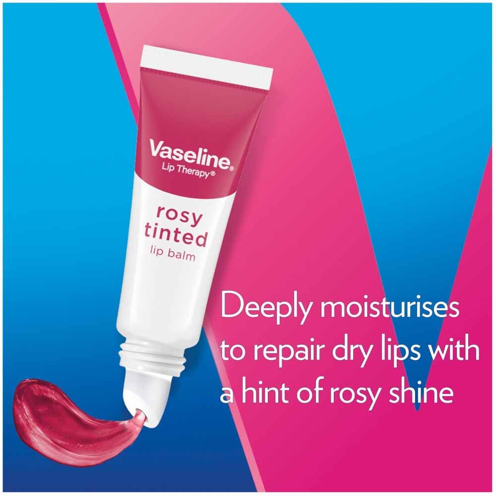 Vaseline Lip Therapy Rosy Tinted Lip Balm, 10g For Dry Lips With Rosy Shine - Pink