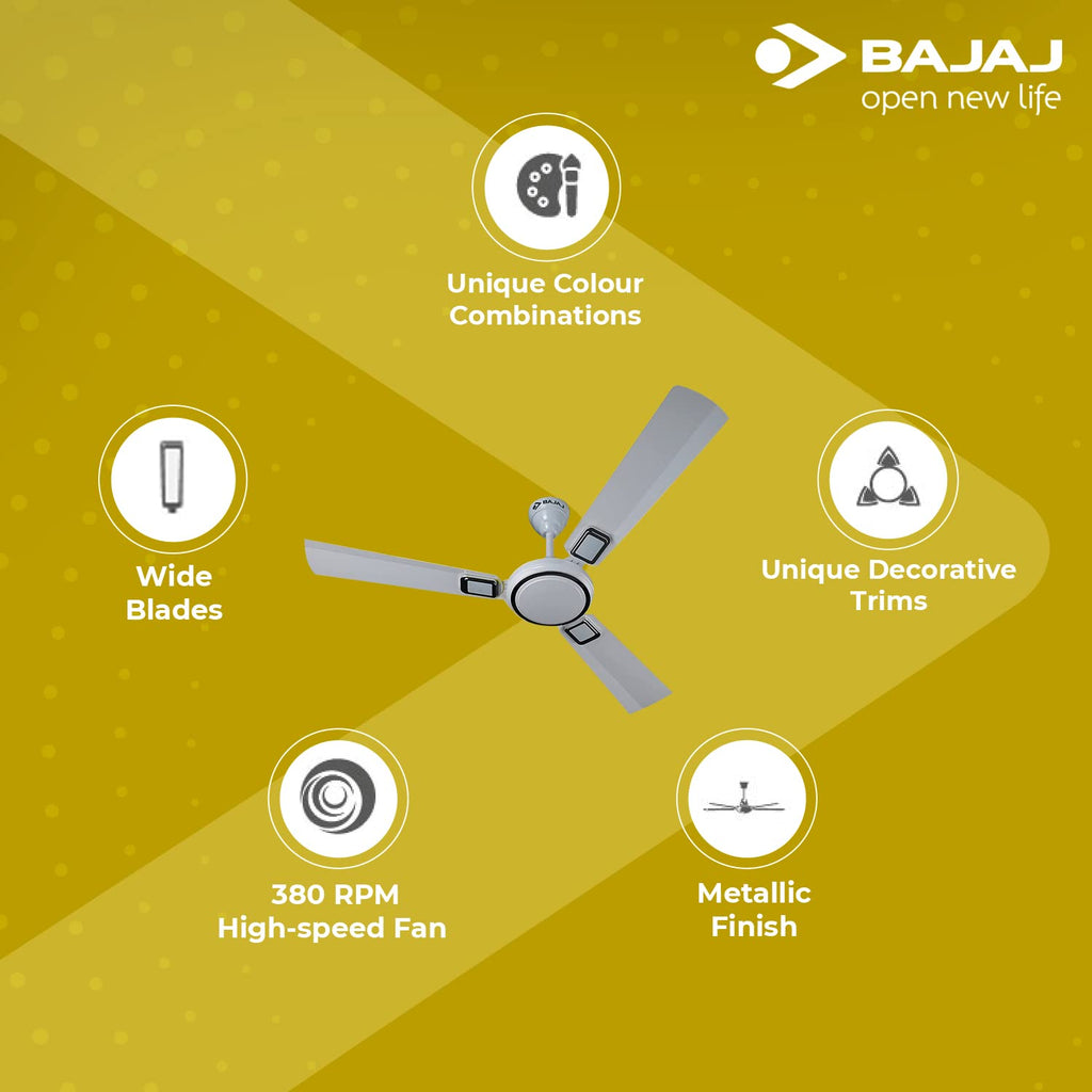 Bajaj Grace BBD Plus Ceiling Fan 1200mm, Moonlight White, Regular (251127)