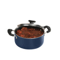 Vinod Zest Non-Stick Deep Saucepot with Glass Lid 5 Litres Capacity (24 cm Diameter) with Riveted Sturdy Bakelite Handles (Gas Stove Compatible) PFOA Free - 3mm Thickness, Blue