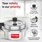 Prestige 2 Litre Aluminium Popular Plus Svachh Outerlid Pressure Cooker|Deep Lid for spillage Control|Virgin Aluminium|Gas & Induction Compatible|Gasket Release System|5 years warranty|ISI Certified
