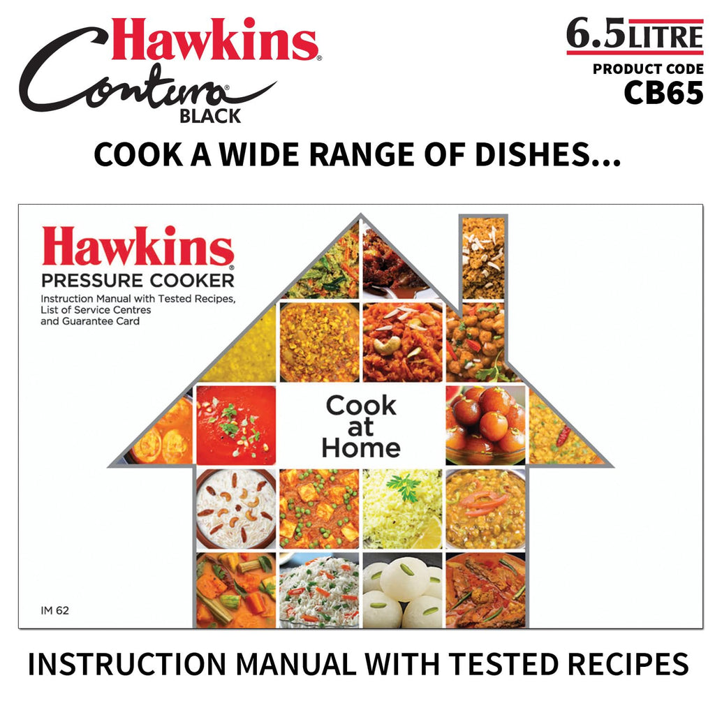 Hawkins 6.5 Litre Contura Black Pressure Cooker, Hard Anodised Inner Lid Cooker, Handi Cooker, Black (CB65) 6.5 Liter