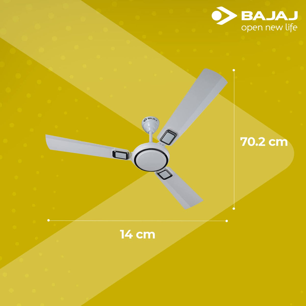 Bajaj Grace BBD Plus Ceiling Fan 1200mm, Moonlight White, Regular (251127)