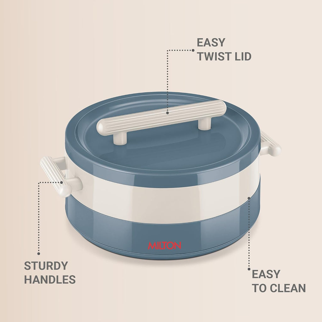 MILTON Valenza 2500 Insulated Inner Stainless Steel Casserole for Roti, 2100ml |