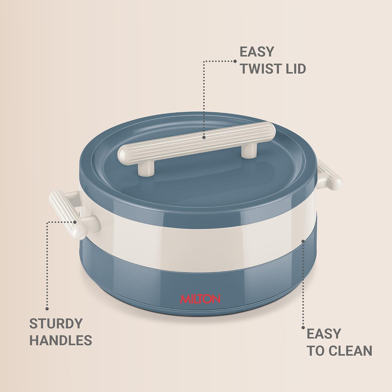 MILTON Valenza 2500 Insulated Inner Stainless Steel Casserole for Roti, 2100ml |