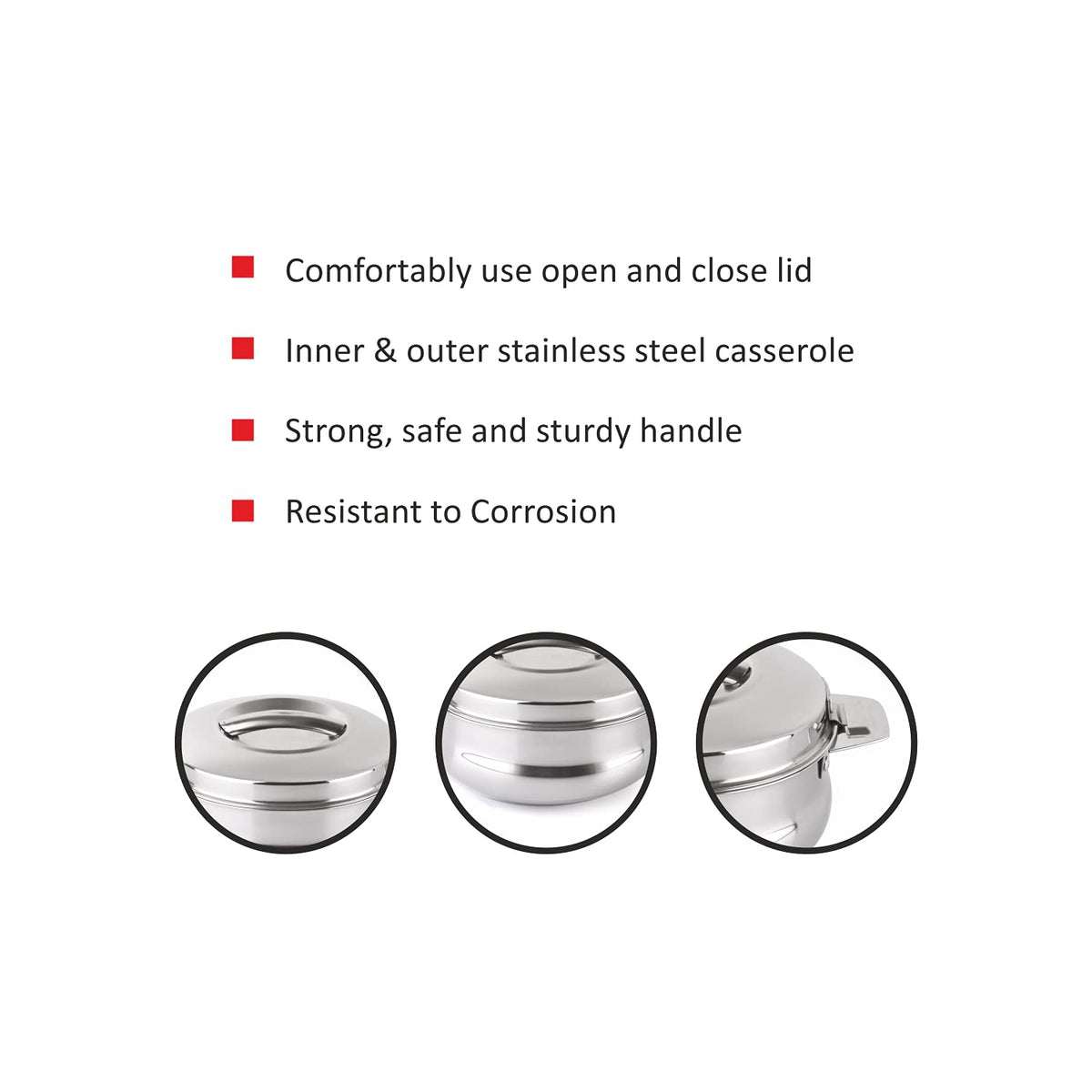 CELLO Bella 2000 Insulated Stainless Steel Casserole Hot Pot Box for Daily Use 2000 ml Silver |