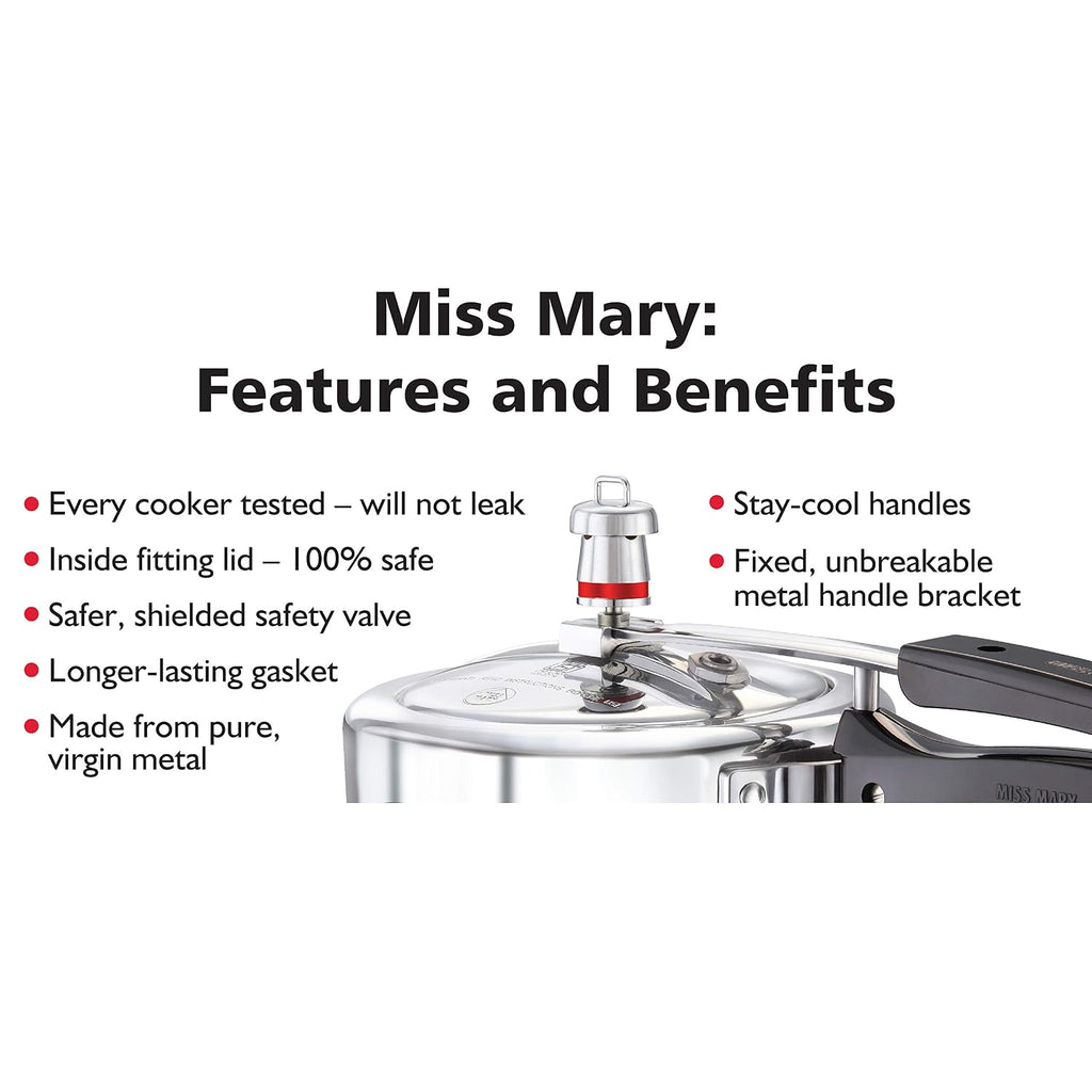 HAWKINS Miss Mary Aluminium Pressure Cooker, 3L + 5L, Silver Combo