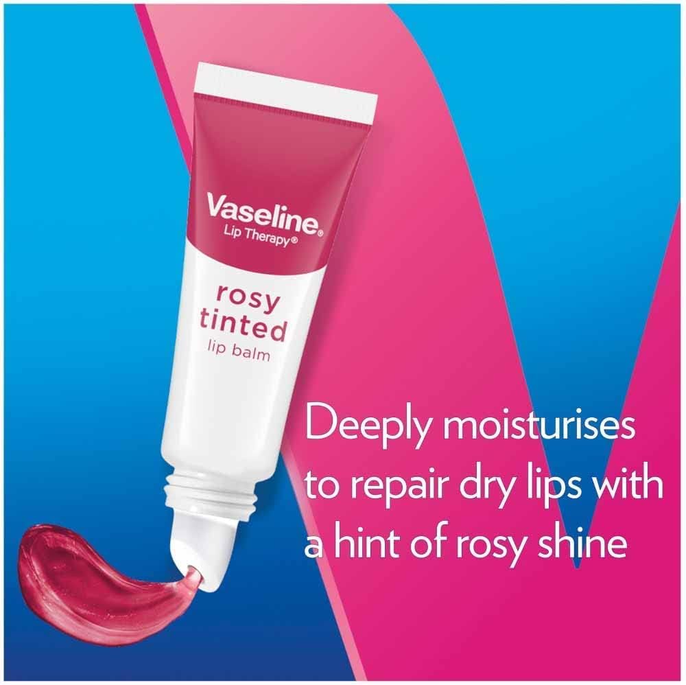 Vaseline Lip Therapy Rosy Tinted Lip Balm, 10g For Dry Lips With Rosy Shine - Pink