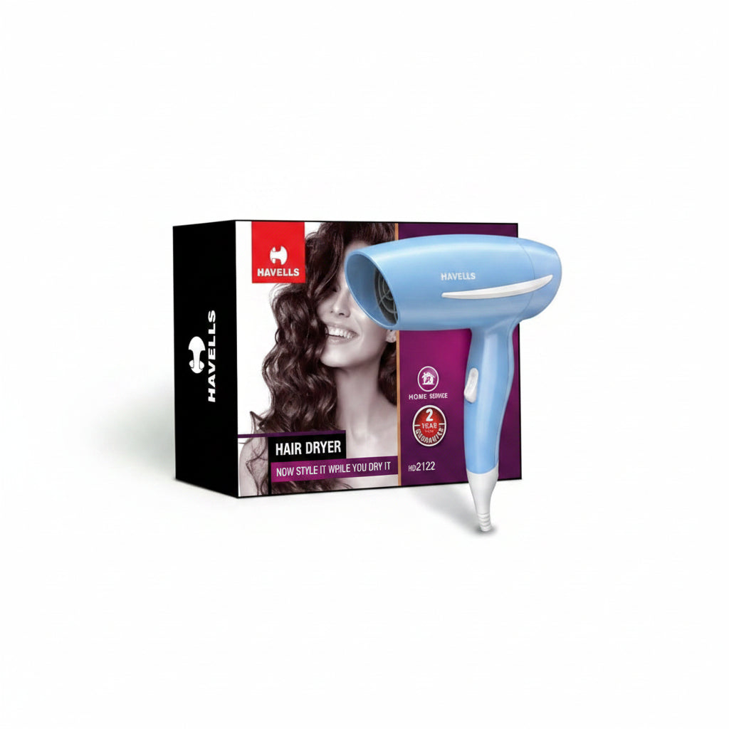 Havells 1000 Watts Hair Dryer, 2 Heat Settings (Hot/Warm), Over Heat Protection | Gentle & Efficient Drying | Style your Hair Perfectly