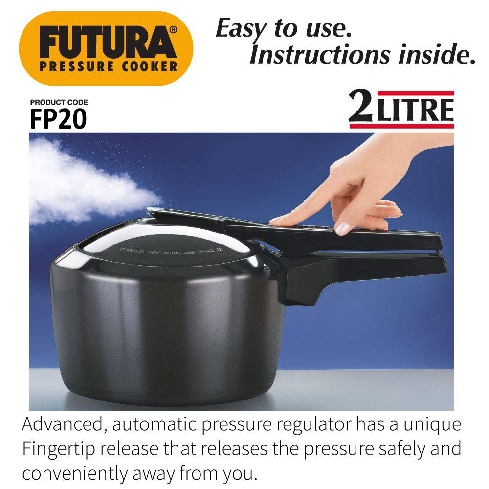 Hawkins Fp20 Futura Hard Anodised Aluminium Inner Lid Pressure Cooker (2 Liter, Black)