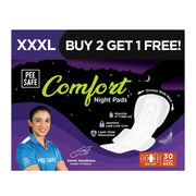 Pee Safe Comfort Night Pads XXXL-30 Pads - 355Mm | 76% Longer | Heavy Flow Nights, Super Soft Topsheet, Dual Wings, Wider Back, Overnight Protection, Leak...