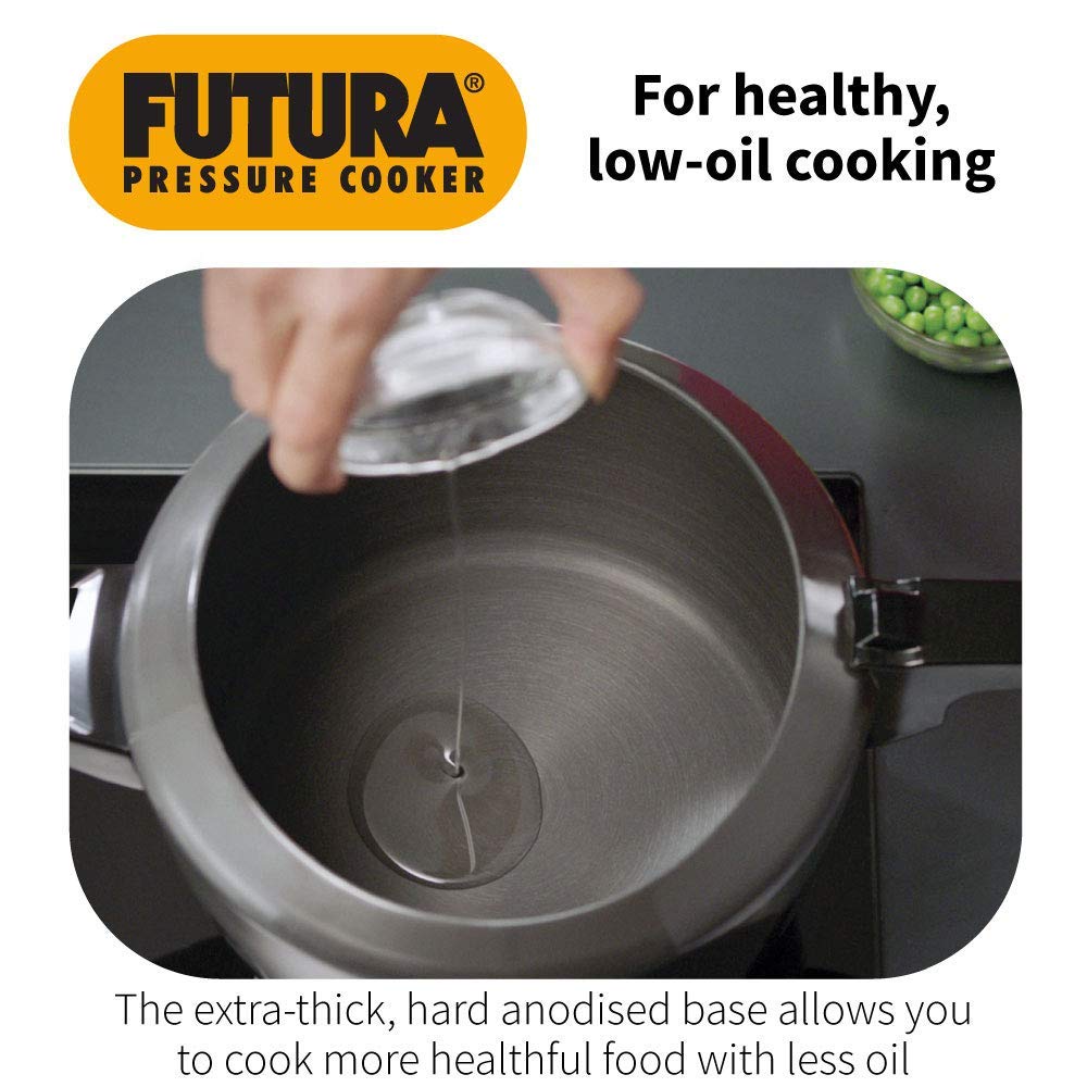 Hawkins Fp20 Futura Hard Anodised Aluminium Inner Lid Pressure Cooker (2 Liter, Black)
