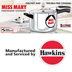 HAWKINS Miss Mary Aluminium Pressure Cooker, 3L + 5L, Silver Combo