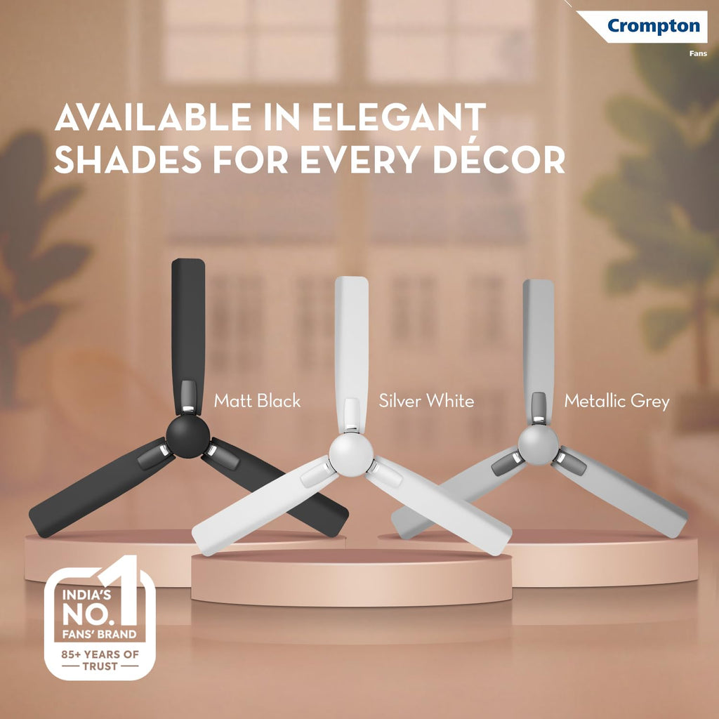 Crompton Energion Caelum 1200mm BLDC Ceiling Fan | Remote & Regulator Control | Multiple Fan Pairing on Remote | BEE 5 Star Rated | High Air Delivery | Low Noise | 4 Years Brand Warranty | Matte Black