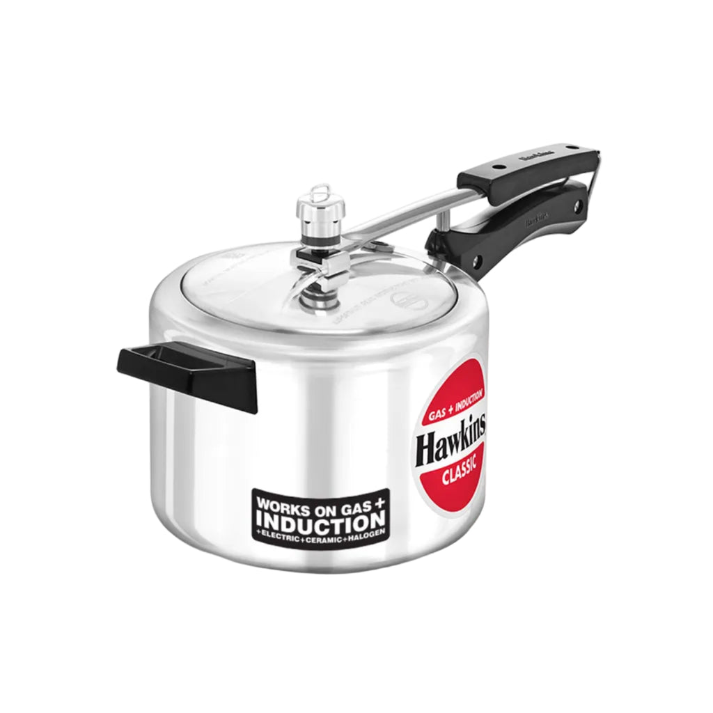 Hawkins Aluminium 4 Litre Classic Pressure Cooker, Induction Inner Lid Cooker, Silver (Icl40)