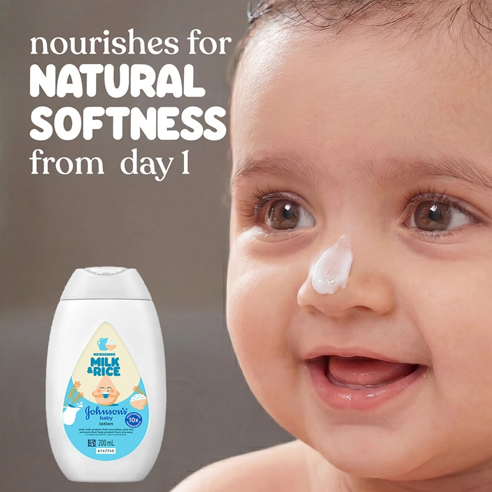 Johnson's Johnson & Johnson Baby Milk and Rice Baby Lotion 200ml (Pack of 2)