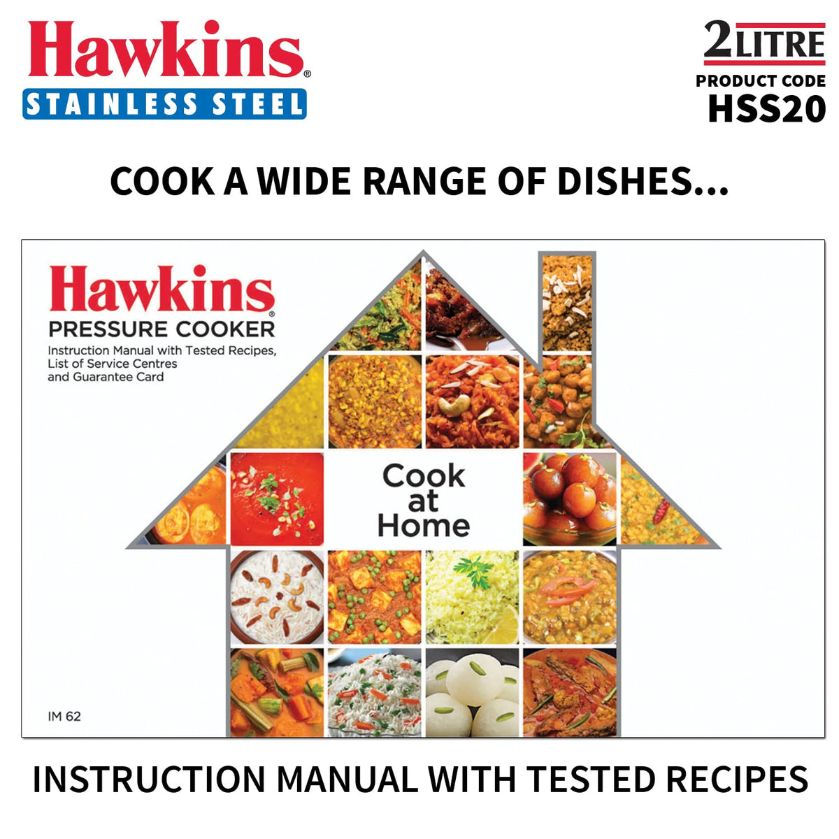 Hawkins 2 Litre Pressure Cooker, Stainless Steel Inner Lid Cooker, Induction Cooker, Small Cooker, Silver (HSS20)