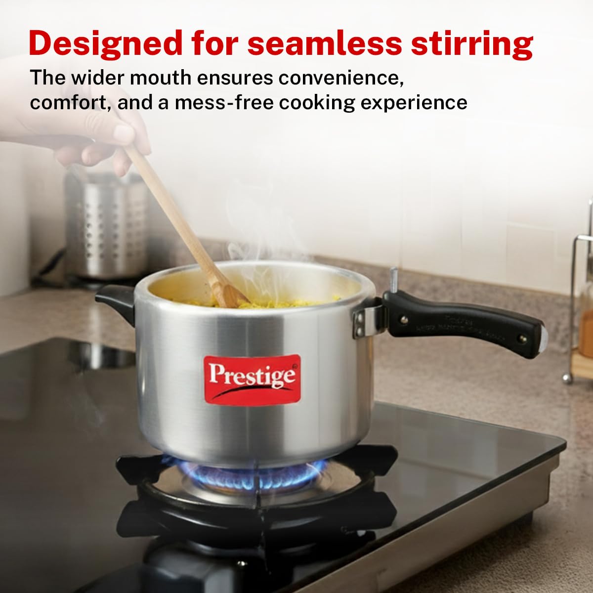 Prestige 5 Litre Aluminium Nakshatra Svachh Innerlid Pressure Cooker|Deep lid for spillage control|Virgin Aluminium|Gas Compatible|Metallic Safety Plug|5 Years warranty|ISI Certified