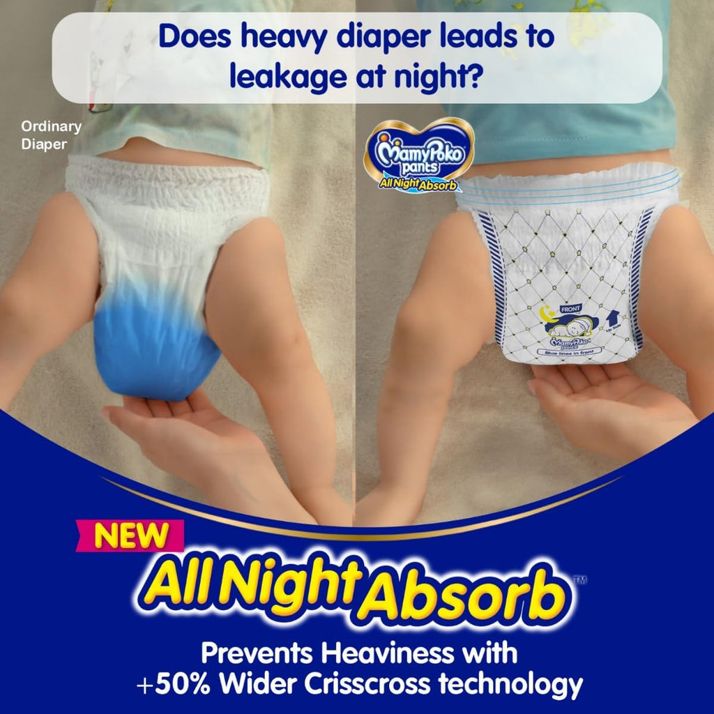MamyPoko Pants All Night Absorb Baby Diapers, Size S (4-8 kg), 76 Count, Pack of 2