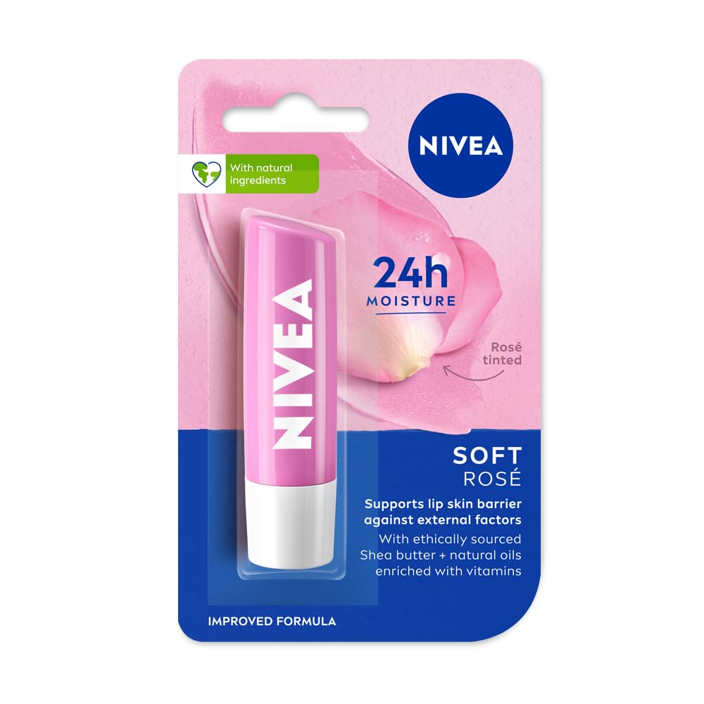 NIVEA Soft Rose Shine 4.8g Lip Balm|24 H Melt in Moisture Formula|Natural Oils|Glossy Finish,4.8 g (Pack of 1) NIVEA Soft Rose Shine 4.8g Lip Balm|24 H Melt in Moisture Formula|Natural Oils|Glossy Finish,4.8 g (Pack of 1)