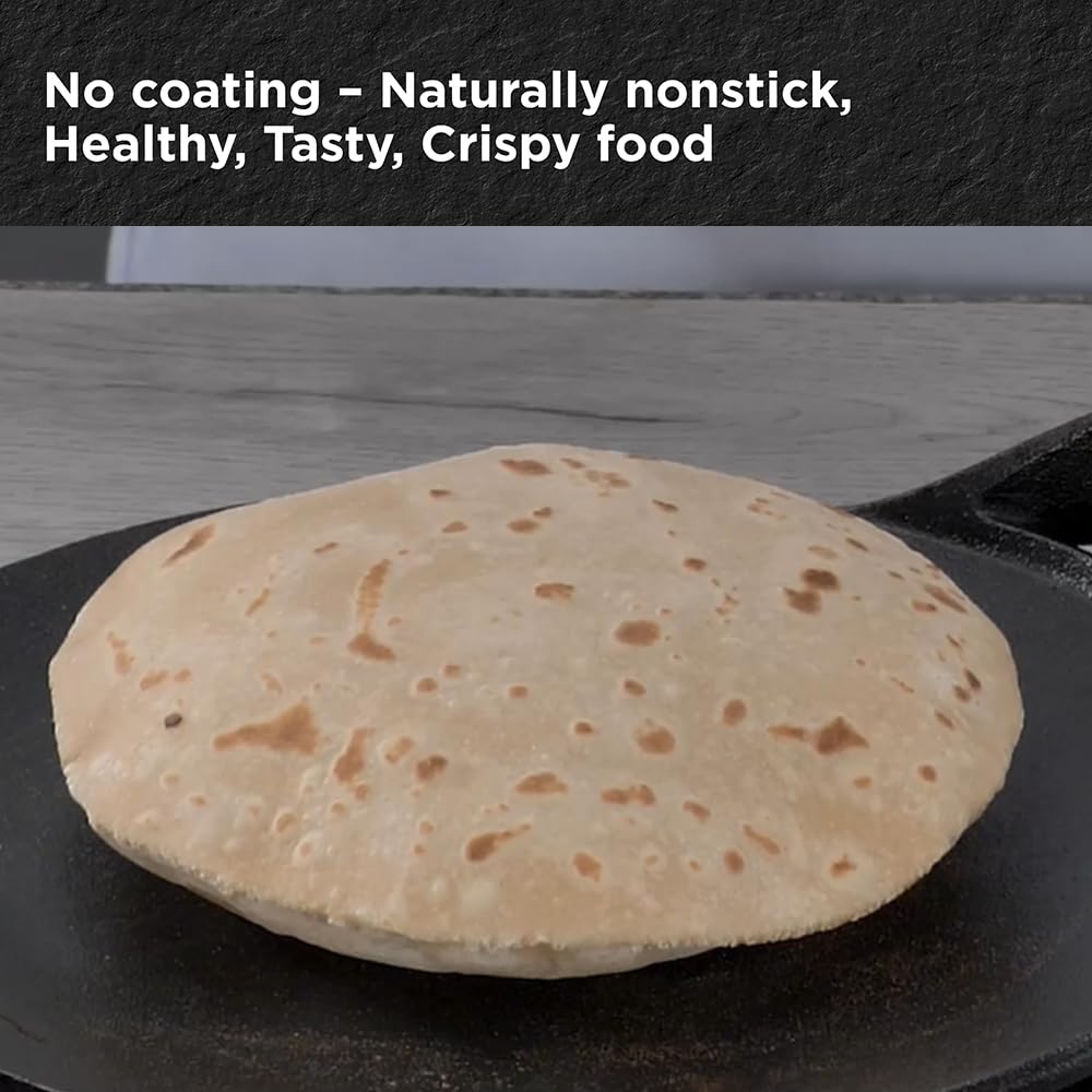 Hawkins 22 cm Futura Cast Iron Tava | Induction & Gas Compatible | Naturally Nonstick | No Coating | Ideal for Roti/Chapati | Black (CIT22)|Induction...