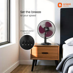 Orient Electric 400 mm Table 77 | High Speed Table Fan for Home|100% Copper Motor with Thermal Overload Protection | 90 Degree Oscillation | 3 Speed Control | Military Grade Guard | Black & Red