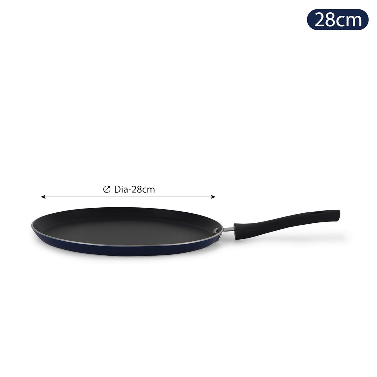 CELLO Platina Aluminium Non-Stick Induction Base Dosa Tawa 28CM with Bakelite Handle, Blue |