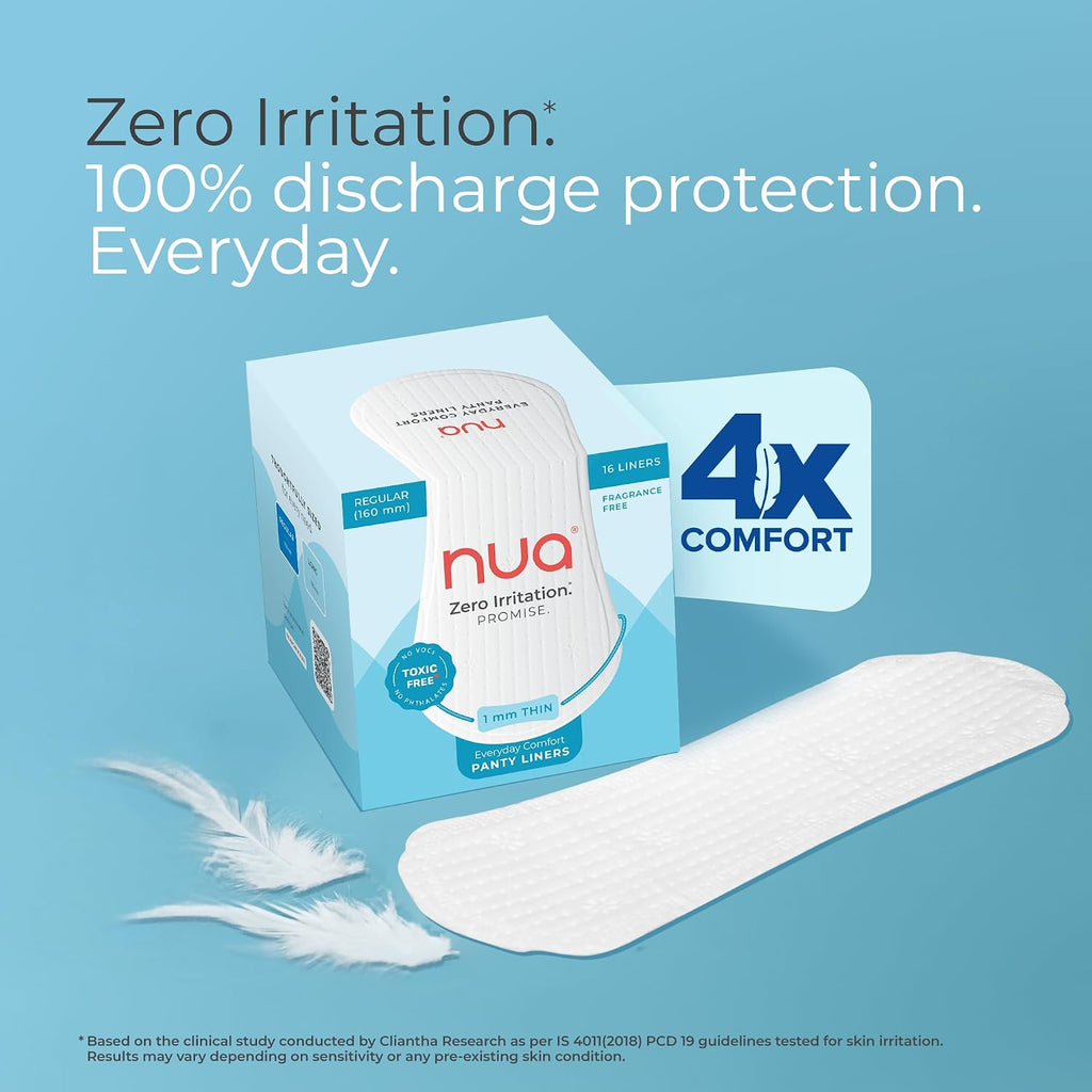 Nua Everyday Comfort Panty Liner for Women Daily Use | Pack of 48 liners - 160mm