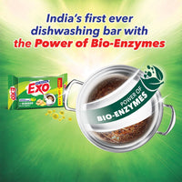 Exo Dishwash Bar, 360gm (90gm X (3 + 1 Bar Free) | Complete Dishwashing Solution With Anti-Bacterial Efficacy & Goodness of Ginger Remove Tough Grime Stains | Experience Hygienic & Superior Cleaning