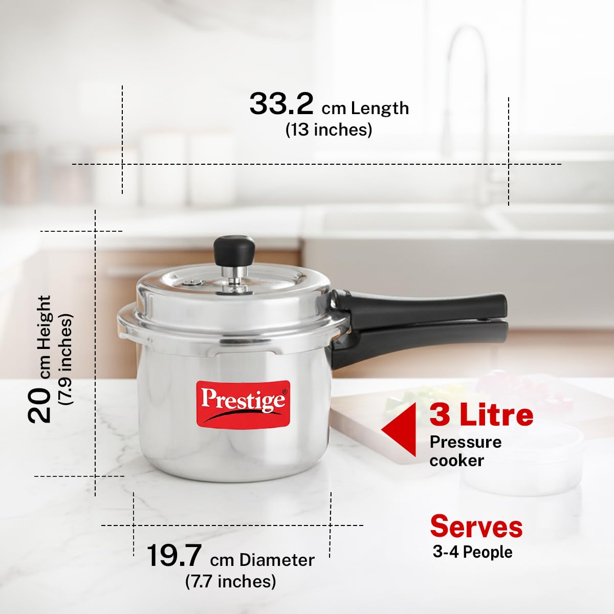 Prestige 3 Litre Aluminium Popular Plus Svachh Outerlid Pressure Cooker|Deep Lid for spillage Control|Virgin Aluminium|Gas & Induction Compatible|Gasket Release System|5 years warranty|ISI Certified