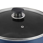 Vinod Zest Non-Stick Deep Saucepot with Glass Lid 5 Litres Capacity (24 cm Diameter) with Riveted Sturdy Bakelite Handles (Gas Stove Compatible) PFOA Free - 3mm Thickness, Blue
