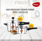 Pigeon by Stovekraft Stainless Steel Pressure Cooker Combo with Induction Base, Outer Lid 2 Liter and 3 Liter - 12710 (Silver)