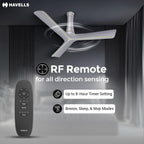 Havells Inveno LX 1200 mm BLDC Ceiling Fan|ABS Aerodyanamic Blades|Telescopic Canopy|Timer, Breeze,Sleep,MOP Modes|Reverse Feature|100% Copper Wire Motor|Free Installation|2 Year Warranty(Matt Mist)