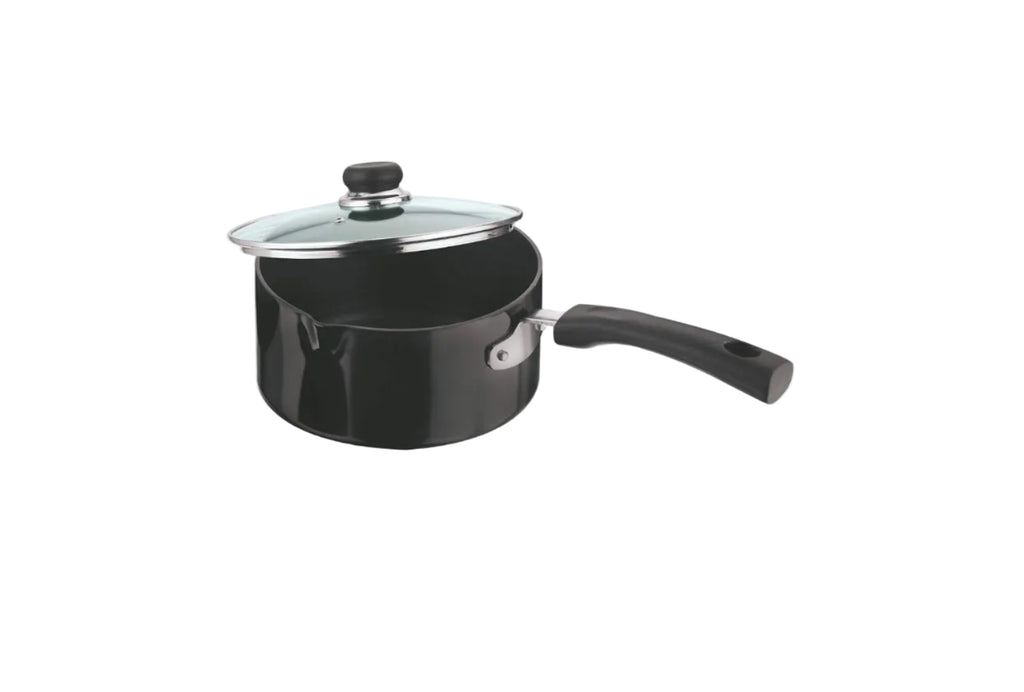 vinod cookware Sauce Pan with Lid, 1.1 litres, Black (HASPC-14)