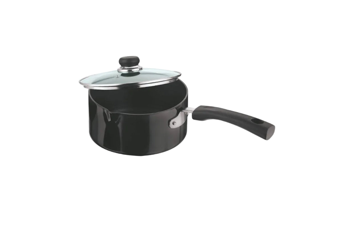 vinod cookware Sauce Pan with Lid, 1.1 litres, Black (HASPC-14)