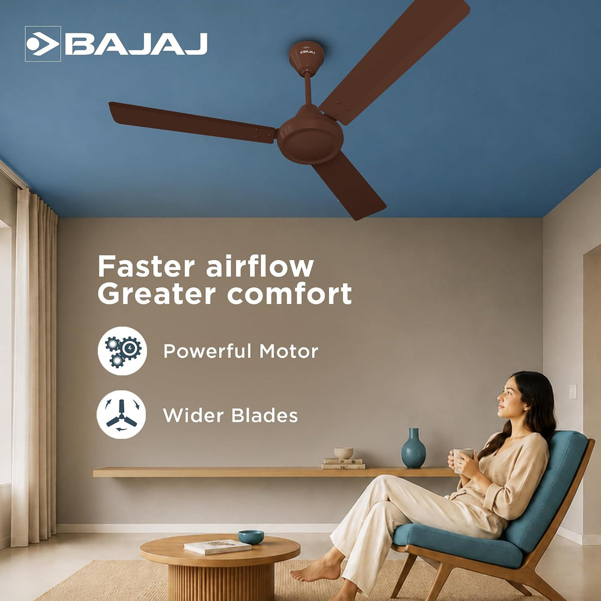 Bajaj Robusta Plus 1200MM Base Brown Ceiling Fan