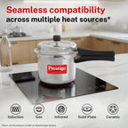 Prestige 3 Litre Aluminium Popular Plus Svachh Outerlid Pressure Cooker|Deep Lid for spillage Control|Virgin Aluminium|Gas & Induction Compatible|Gasket Release System|5 years warranty|ISI Certified
